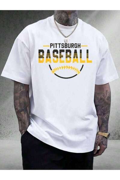 9JY Men's Pittsburgh Printed-Shirt -% Cotton, Soft Comfortable Tee Featuring ...