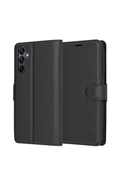 Techsuit Husă pentru Samsung Galaxy A15 4G, tip portofel din piele, maro - negru