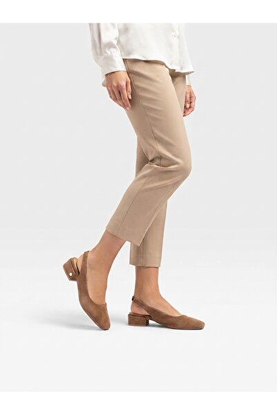 Rüya Shoes صندل نسائي بكعب مريح من الجلد الطبيعي السويدي - 4 سم