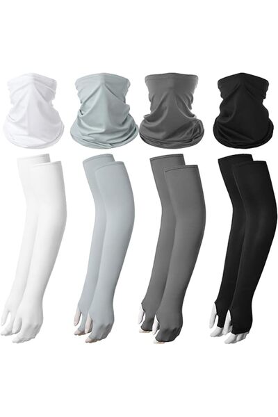 STARSTAR 4-piece sleeve and neck warmer set, UV-protective, cooling compressi...