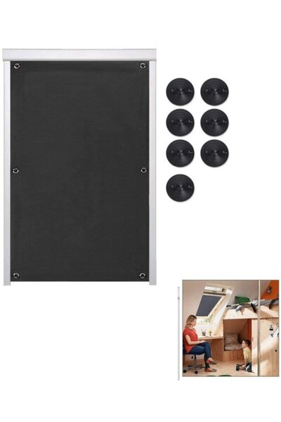 STARSTAR Portable Suction Cup Blackout Curtain Roll-up Blind (93x60cm, Black,...