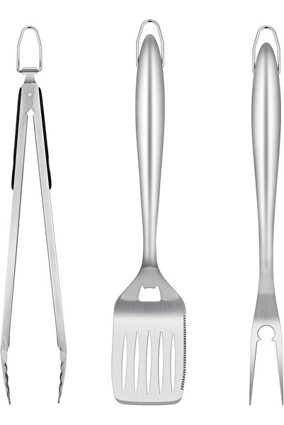 STARSTAR 3-piece SS barbecue utensil set - spatula - & meat fork - a gift for...