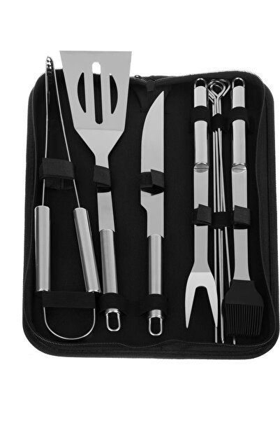 STARSTAR 9-piece stainless steel barbecue utensil set with storage box; barbe...