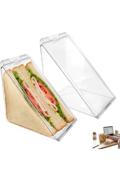 STARSTAR 2-Pack Triangle Lunch Box, transparent bread box, reusable plastic c...