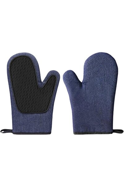STARSTAR Short cotton quilted silicone denim heat-resistant gloves, heat-resi...