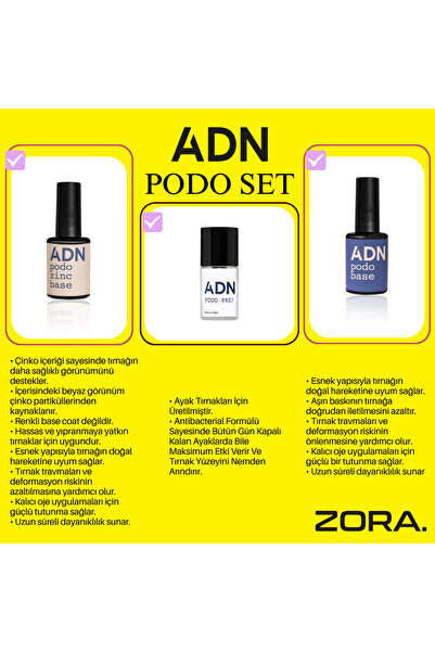 ZORAKOZMETİK ADN PODO SET (PODO BASE-PODO ZINC BASE-PODO PREP)