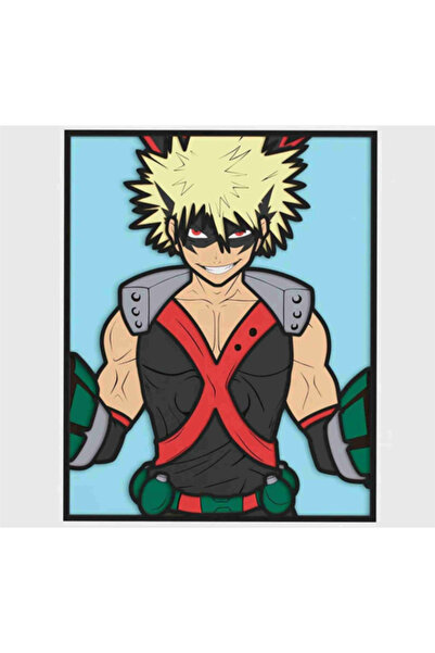 Gabcom Tablou Multilayer din Lemn - Katsuki Bakugo - , Dimensiune 35 x 28 cm,...