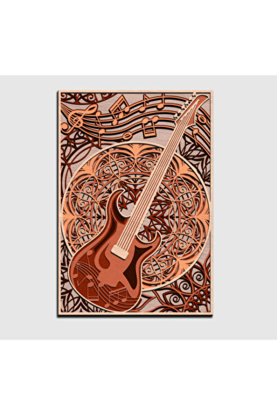 Gabcom Tablou Multilayer din Lemn - Guitar - , Dimensiune 38 x 28 cm, Decor 3...