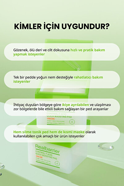 Real Barrier Fazla Sebum Dengeleyen Gözenek Bakım Pedi REALBARRIER Control-T Acid Quick Boosting Pad