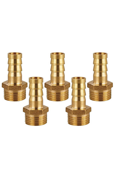 STARSTAR Five brass hose fittings, 10mm x 1/2 inch external thread, suitable ...