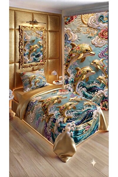 Elmas Dizayn 280*240 Cm. Special Design Single Bedding Set with Background Cu...