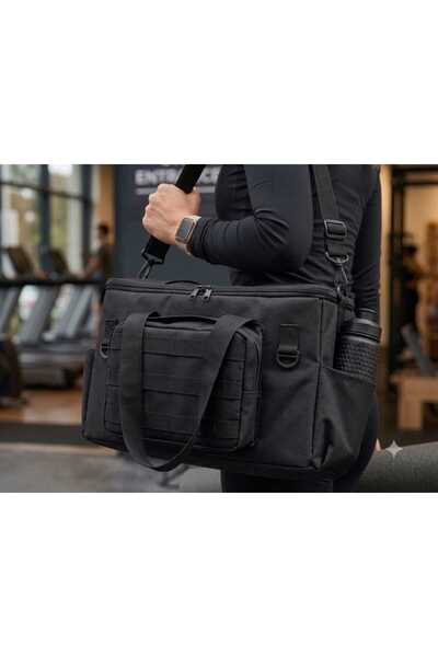 LIGHTINGHM Geantă sport unisex cu curea lungă și buzunare la exterior și inte...