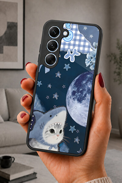 TECNO Spark 40 Pro Uyumlu MaviKöpekbalığı Desenli Kamera Korumalı Darbelere D...