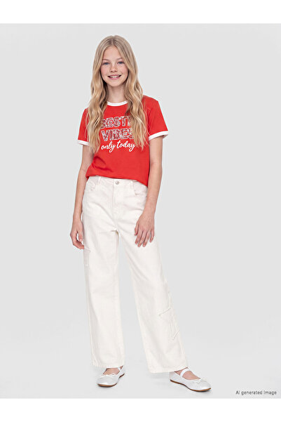 LC Waikiki Esvab • Modern & Distinctive Wide-Leg Embroidered Girls' Trousers