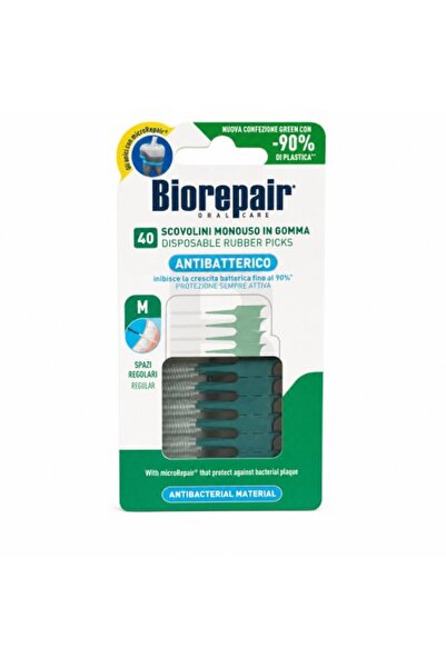 Biorepair Scobitori interdentare din cauciuc de unică folosință, 40 bucăți, M