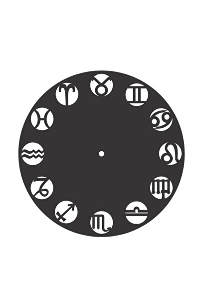 Gabcom Ceas de perete Zodiac din lemn,culoare negru, 30 cm, design decorativ,...