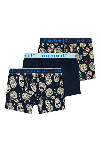 Name it Σετ Boxer 3τμχ "Colorful Calaveras" μπλε οργανικό βαμβάκι