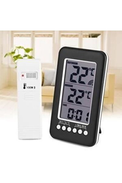 STARSTAR Wireless Indoor/Outdoor Thermometer - Remote Control - Clock - Black...