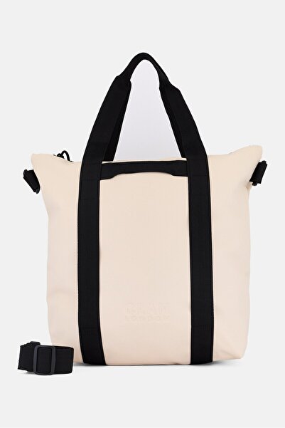 CLAN LONDON Women Brand Logo Tote Bag, Beige