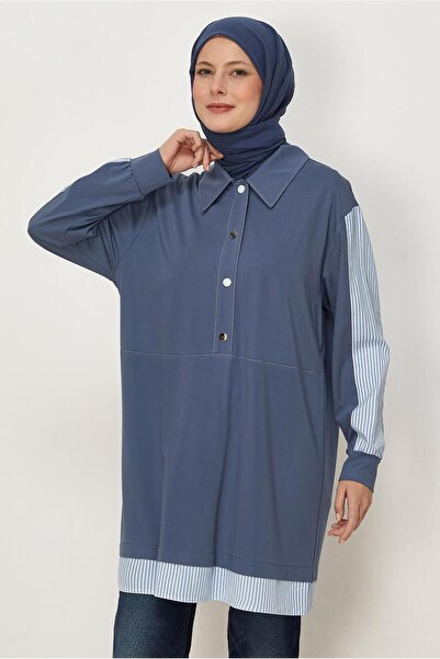 Alvina Shirt Collar Sweatshirt Tunic 46714