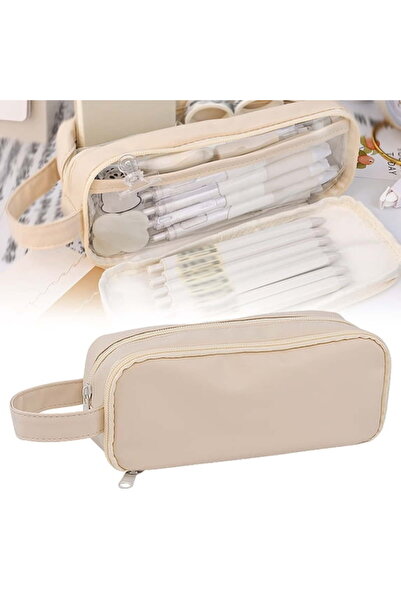 STARSTAR Small double-layer pencil case - salt and cream colored storage box ...