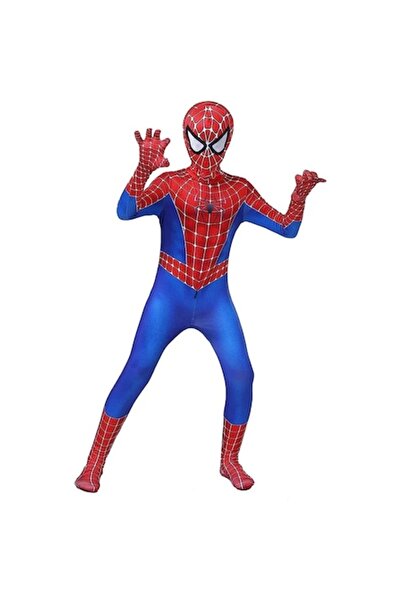 OEM Costum Spiderman pentru băieți cu glugă, lycra, albastru/roșu, 3-4 ani