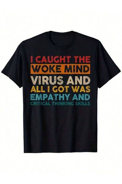 LİNA06 Men's Caught Mind I Got Was Empathy-Shirt - Soft Retro Tee With Woke S...