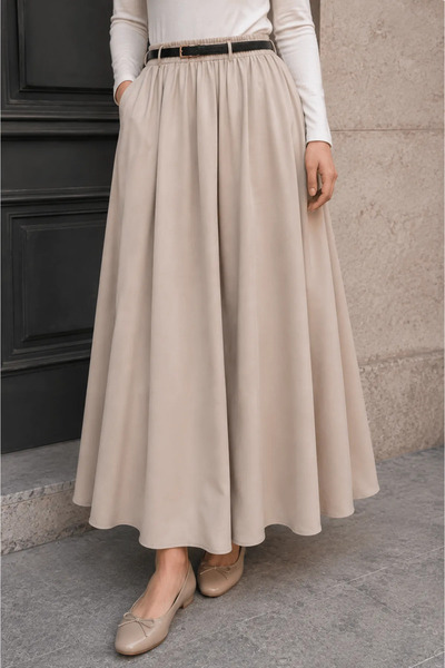 Foremia Belted Dubai Skirt-Stone