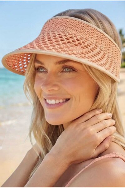 Uniquetrenders Women's Straw Visor Hat with Adjustable Back Strap, Knitted Mo...