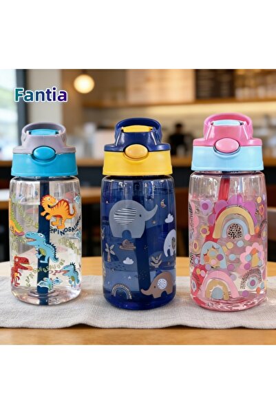 H Children's water cup 480ml, water bottle with straw and handle, portable ch...