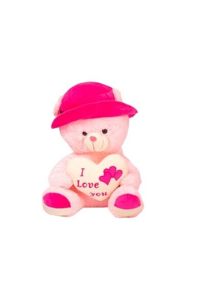 OEM Ursulet de Plus cu Palarie ILY, roz, 40-60 cm