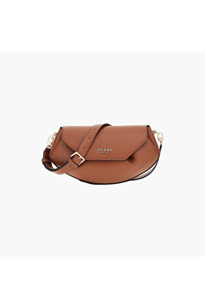 Guess Amorette Saffiano Texture Crossbody Bag with Magnetic Closure and Adjus...
