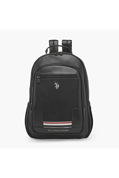U.S. Polo Assn. يو إس بولو أس إن. حقيبة ظهر مطبوعة بالشعار مع أحزمة كتف مبطنة