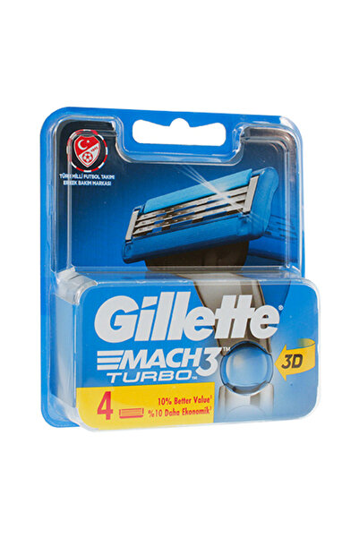 Gillette Резервни ножчета Mach3 Turbo, комплект от 4 броя, за мъже