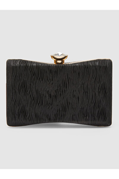 Globus By Styli Black Embellished Box Clutch