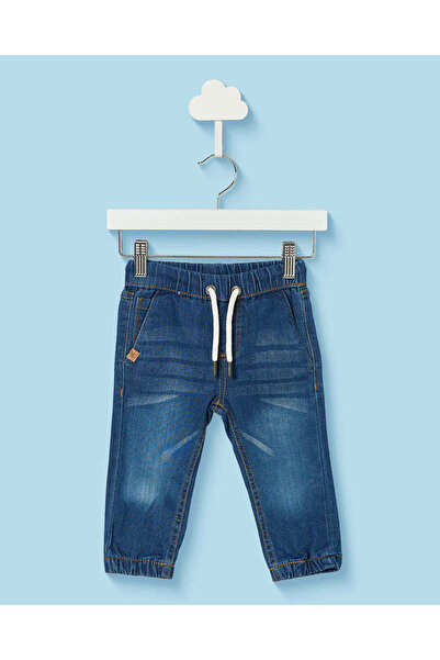 REDTAG Infant Boys Blue Knit Denim Jogger Jeans