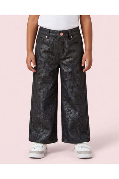REDTAG Girls Black Studded Wide Leg Jeans