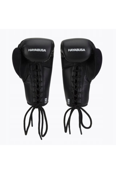 HAYABUSA Mănuși de box S4 cu șireturi, negru/alb, 12 oz
