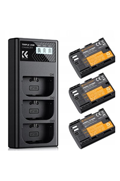 K&F CONCEPT KF Concept KF28.0039V1 – set, încărcător + 3 baterii LP-E6NH
