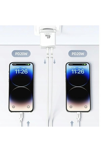NO BRAND USAMS 2xUSB-C T54 GaN 40W (doar capul) Adaptor de alimentare cu încă...