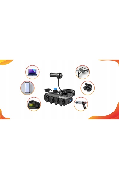 Renew Force Splitter priză brichetă auto 12V 24V cu 3 porturi USB QC 3.0