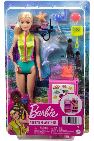 Barbie SET DE CARRERĂ BIOLOG MARIN PĂPUȘĂ + LABORATOR MOBIL HMH26