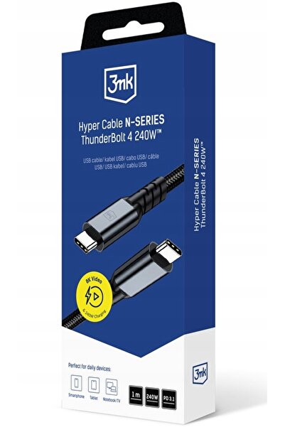 NO BRAND Cablu 3MK Hyper Cable N-SERIES USB-C Thunderbolt 4 1m 48V/5A 40Gb/s ...