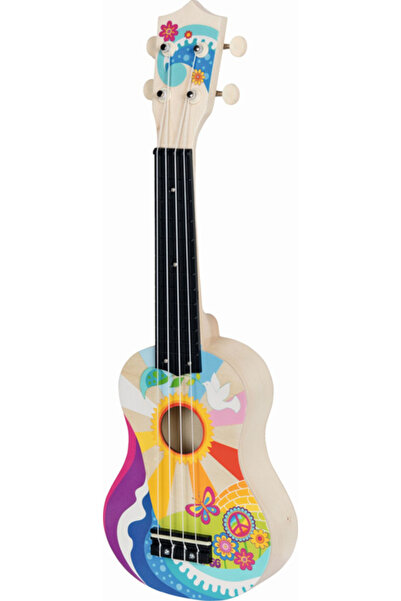 NO BRAND Ukulele colorat Flower Power, instrument muzical din lemn pentru cop...