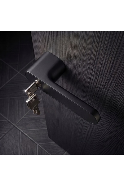 NO BRAND Mâner de ușă interior modern cu cheie și broască, negru mat solid