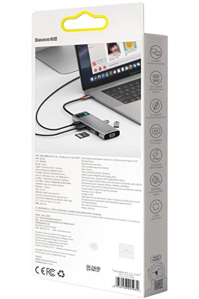 Baseus HUB 9W1 SERIA METAL GLEAM, USB-C DO 3X USB 3.0 + HDMI + USB-C PD