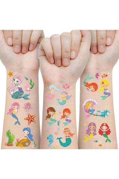 HXD Zoomlion 80PCS Mermaid Temporary Tattoos for Kids – Ocean Sea Life & Fish...