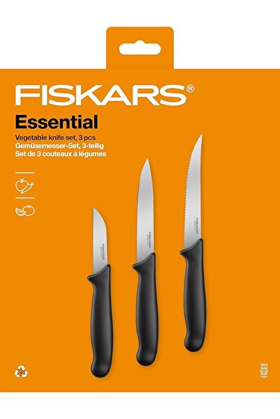 FiSKARS Set esențial de 6 cuțite KPL (pentru legume și curățare) + ascuțitoar...