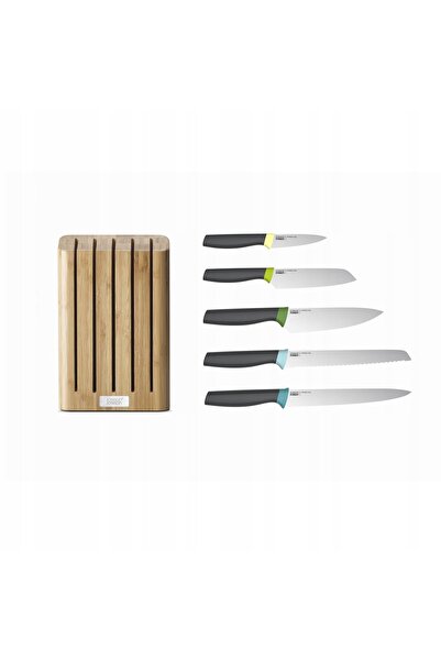 Joseph Joseph Set de 5 cuțite cu suport magnetic din bambus