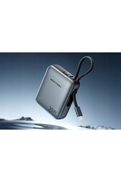 NO BRAND Vention 10000mAh 35W PD cu cablu USB-C încorporat gri